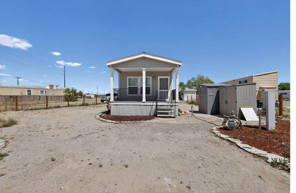 Front exterior of the Karston park model home with covered porch